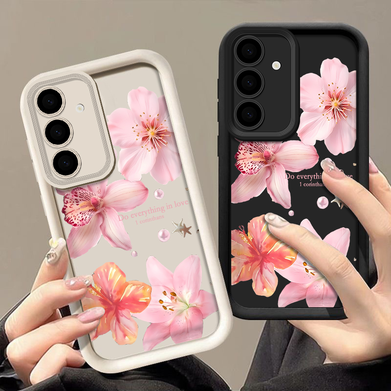 Samsung Galaxy A55 - Roze bloemen telefoonhoesje voor Samsung Galaxy