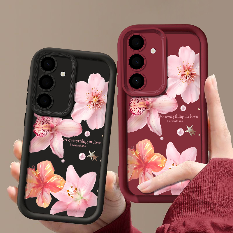 Roze bloemen telefoonhoesje vo - Samsung Galaxy A55 recensie en prijs